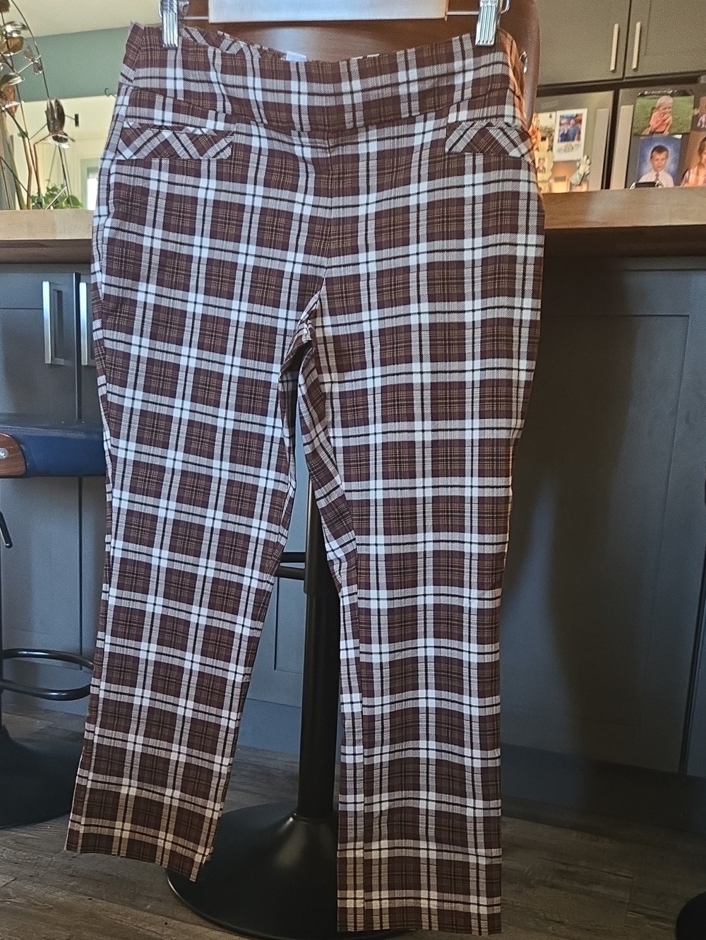 Joe Benbasset Brown and Cream Plaid Straight-Leg Pants